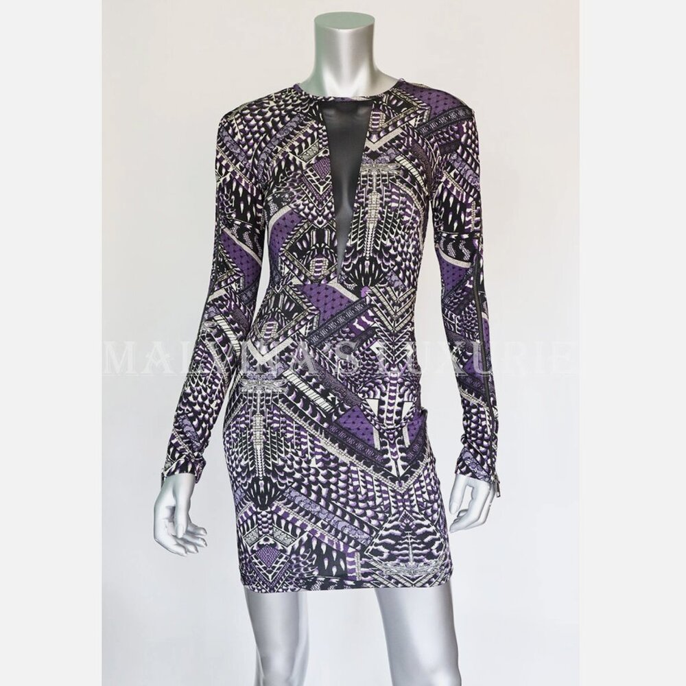 JUST CAVALLI BY ROBERTO CAVALLI DRESS DRAGONFLY BODYCON ZIPPER